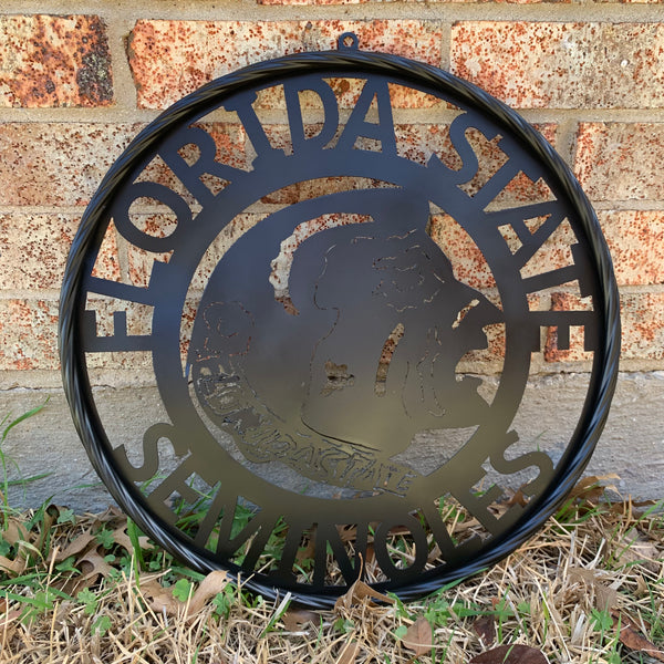 12",18", 24", 32" FSU FLORIDA STATE SEMINOLES INDIAN BLACK METAL CUSTOM VINTAGE CRAFT TEAM SIGN