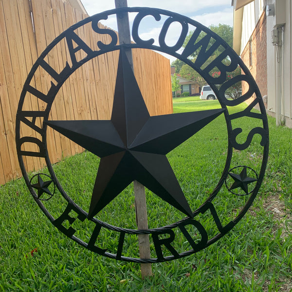 YOUR CUSTOM NAME DALLAS COWBOYS STAR METAL BARN STAR ROPE RING WESTERN HOME DECOR VINTAGE RUSTIC BROWN NEW HANDMADE 24",32",34",36",40",42",44",46",50"