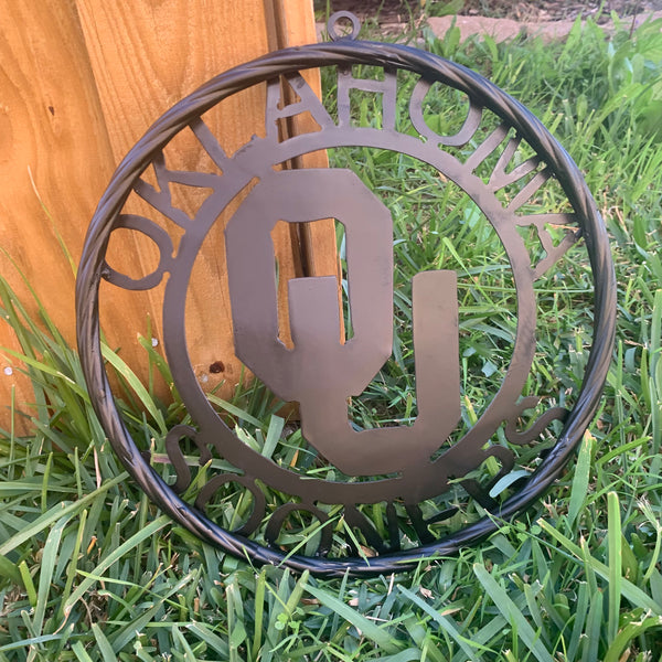 12", 18", 24", 32" OU OKLAHOMA SOONERS RUSTIC BLACK METAL CUSTOM VINTAGE CRAFT WALL ART TEAM SIGN HANDMADE