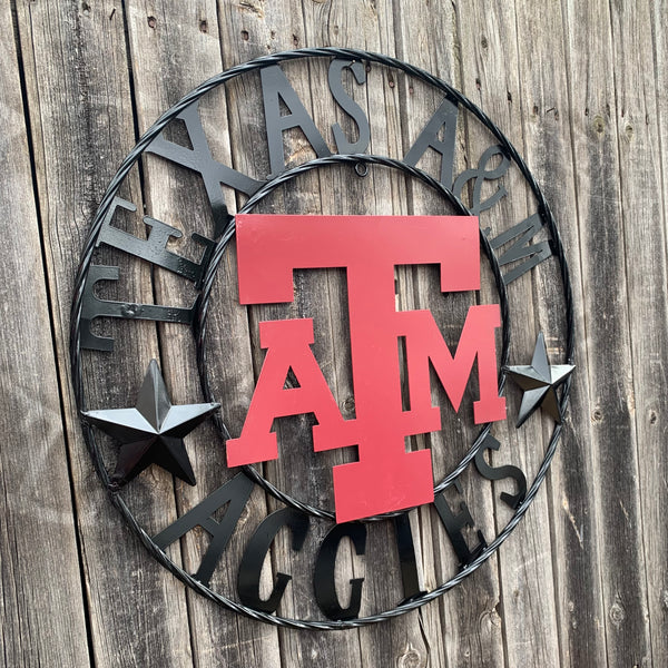 12", 18", 24", 32" TEXAS A&M AGGIES STARS METAL CUSTOM VINTAGE CRAFT WALL ART TEAM SIGN HANDMADE