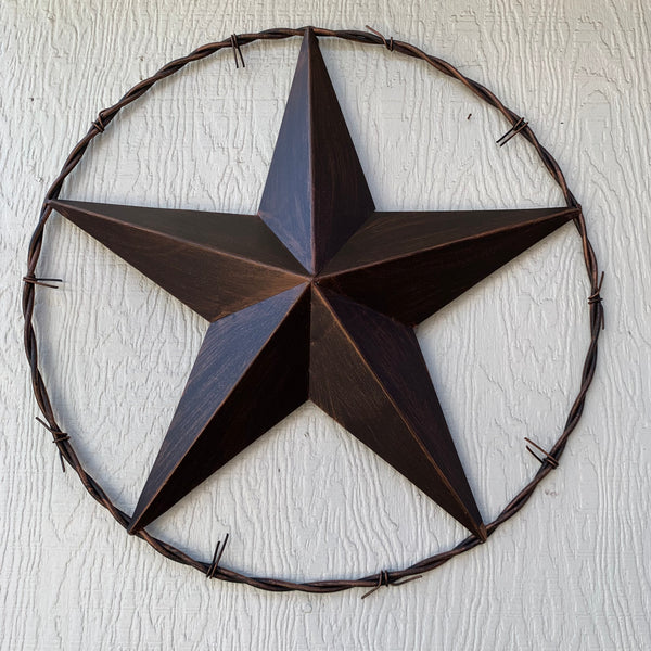 24" BARBWIRE TWISTED RING METAL WALL ART WESTERN HOME DECOR RUSTIC BRONZE COPPER #A10024
