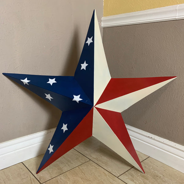 12",16",24",30",36" USA AMERICAN FLAG STAR STYLE #1 RED WHITE & BLUE METAL BARN STAR WALL ART HANDMADE STYLE# 1