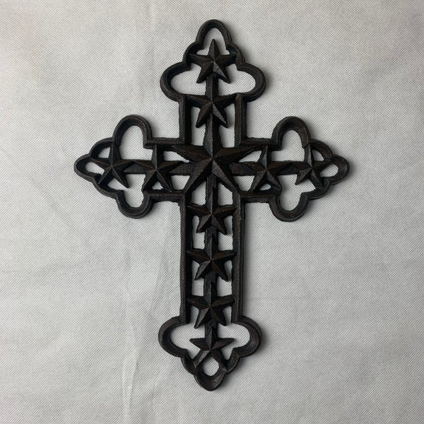 #SI56353 LONE STAR WESTERN CROSS METAL CAST IRON WESTERN HOME DECOR NEW HANDMADE ART