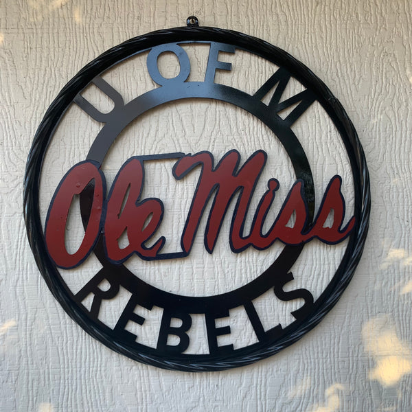 OLE MISS REBELS MISSISSIPPI METAL CUSTOM VINTAGE CRAFT TEAM SIGN HANDMADE