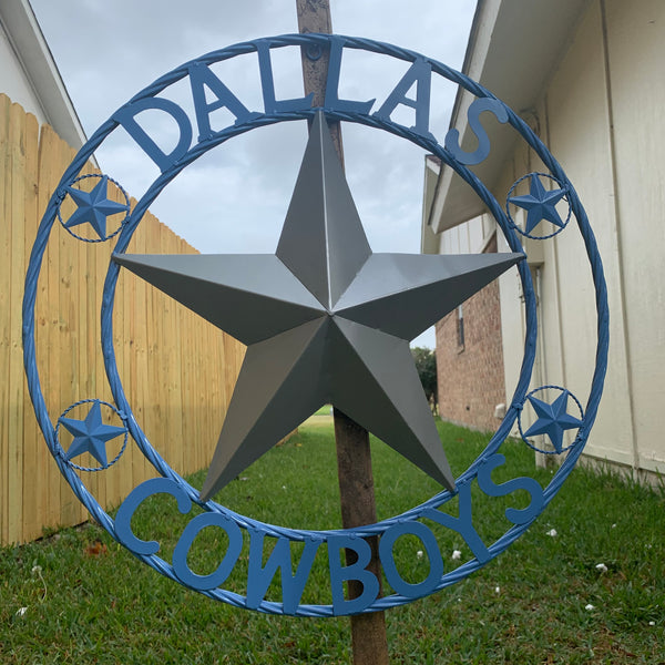 DALLAS COWBOYS LIGHT BLUE & SILVER DECOR METAL ART WESTERN HOME WALL DECOR SIZE:24",32",36",40",42",44",46",50"