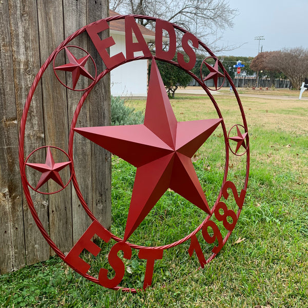 LOPEZ CUSTOM STAR NAME BARN METAL STAR 3d TWISTED ROPE RING WESTERN HOME DECOR RUSTIC  BRONZE HANDMADE 24",32",34",36",40",42",44",46",50"