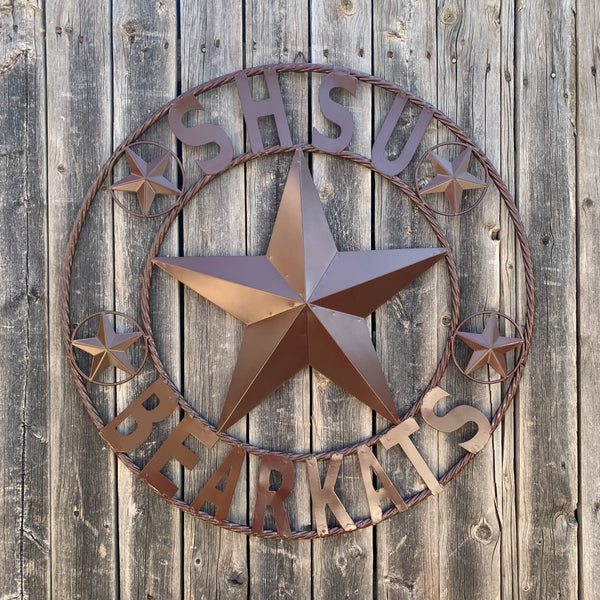 24",32" SHSU SAM HOUSTON BEARKATS RUSTIC DARK BROWN METAL CUSTOM VINTAGE CRAFT RUSTIC BROWN TEAM STAR HANDMADE