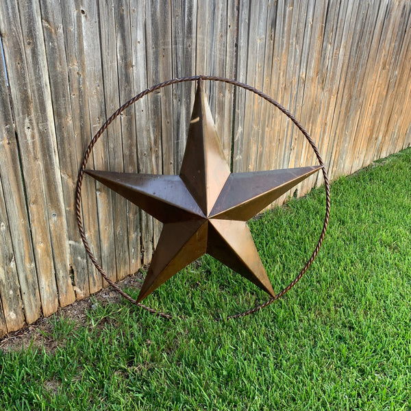 #EH10507 TEXAS GIANT 8,6,5,4 FOOT NATURAL RUSTIC SEALED UNPAINTED LARGE OVERSIZE METAL LONESTAR GENUINE RUST PATINA LONE STAR TWISTED ROPE RING 4,5,6,8 FOOT