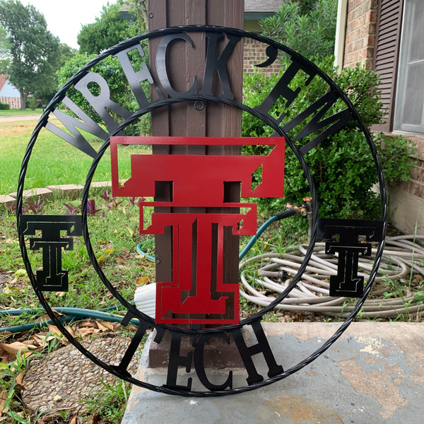 12", 18", 24", 32" WRECKEM TEXAS TECH METAL CUSTOM VINTAGE CRAFT TEAM SIGN HANDMADE