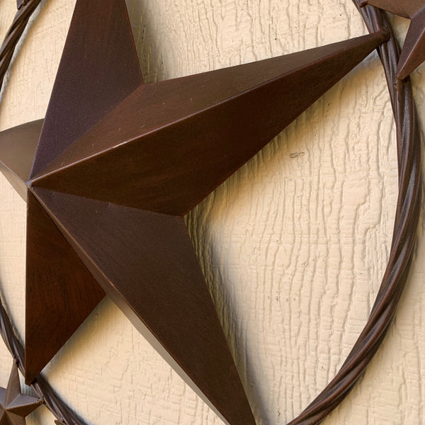 24", 32",36",40" TEXAS 1836 RUSTIC BROWN BARN STAR METAL WALL WESTERN HOME DECOR HANDMADE