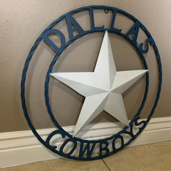 DALLAS COWBOYS STAR METAL BARN LONE STAR WESTERN HOME DECOR BLUE & WHITE STAR, SIZE:24",32",36",40",42",44",46",50"
