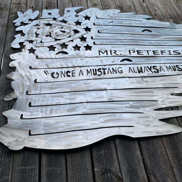 YOUR CUSTOM NAME TATTERED FLAG CUSTOM METAL VINTAGE CRAFT WALL ART HOME DECOR