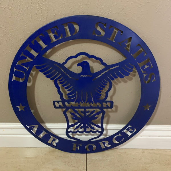 24" US AIR FORCE LASERCUT BLUE MILITARY METAL WALL ART AIRFORCE WESTERN HOME DECOR NEW