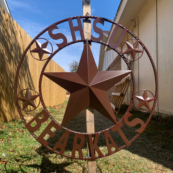 24",32" SHSU SAM HOUSTON BEARKATS RUSTIC DARK BROWN METAL CUSTOM VINTAGE CRAFT RUSTIC BROWN TEAM STAR HANDMADE