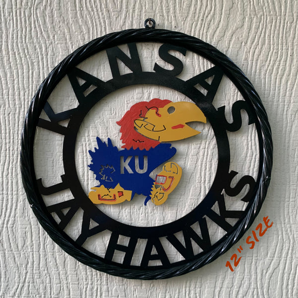 KANSAS JAYHAWKS METAL CUSTOM VINTAGE CRAFT WALL ART TEAM SIGN HANDMADE