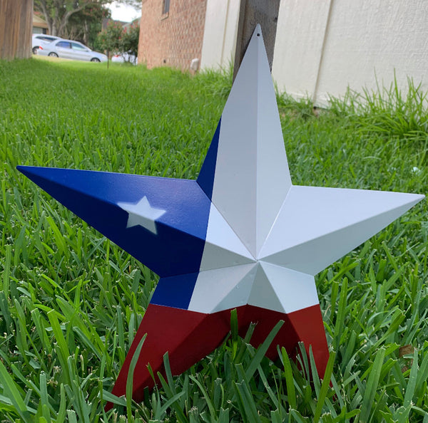 12",16",24",30",36" CHILE FLAG STAR RED WHITE & BLUE BARN STAR METAL WALL ART WESTERN HOME DECOR HANDMADE