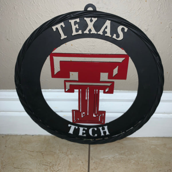 12", 18", 24", 32" TEXAS TECH WIDE BAND RING RED & BLACK CUSTOM METAL VINTAGE CRAFT TEAM SIGN