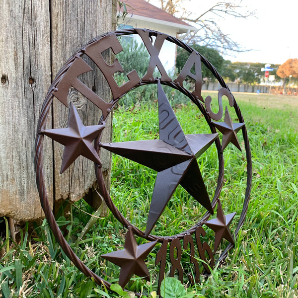 16",24",32",50" RUSTIC BROWN TEXAS 1836 BARN STAR METAL ART WESTERN HOME DECOR VINTAGE RUSTIC DARK BROWN NEW