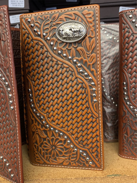#LG GENUINE LEATHER WESTERN CHECKBOOK MEN'S WALLET WESTERN FASHION--FREE SHIPPING