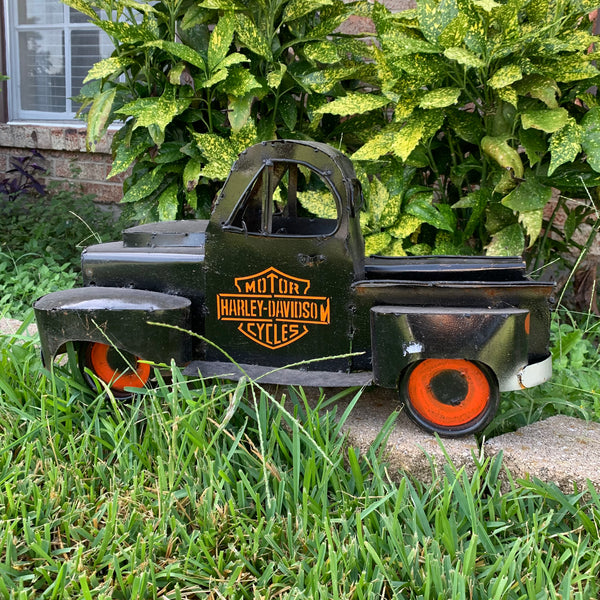24" PICKUP TRUCK METAL ART FIGURINE OUTDOOR & INDOOR GARDEN WESTERN HOME DECOR HANDMADE NEW: 24"L x 12"W x 12" H
