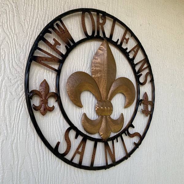 18", 24", 32" NEW ORLEANS SAINTS METAL SIGN WALL ART WESTERN HOME DECOR RUSTIC GOLD & BLACK ART NEW