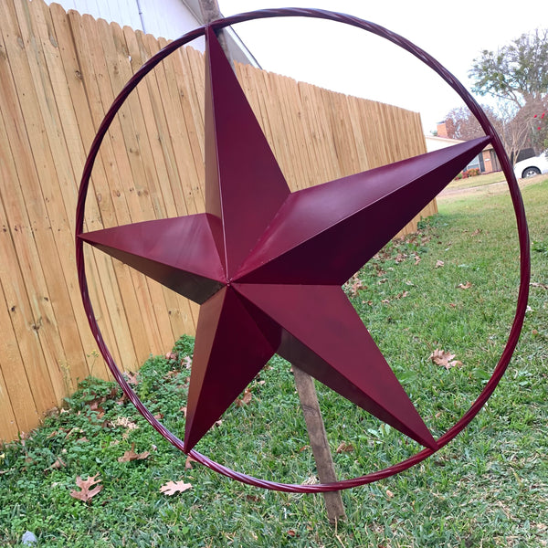 CRANBERRY BURGUNDY STAR RED STAR BARN METAL LONESTAR TWISTED ROPE RING WALL ART WESTERN HOME DECOR BRAND NEW