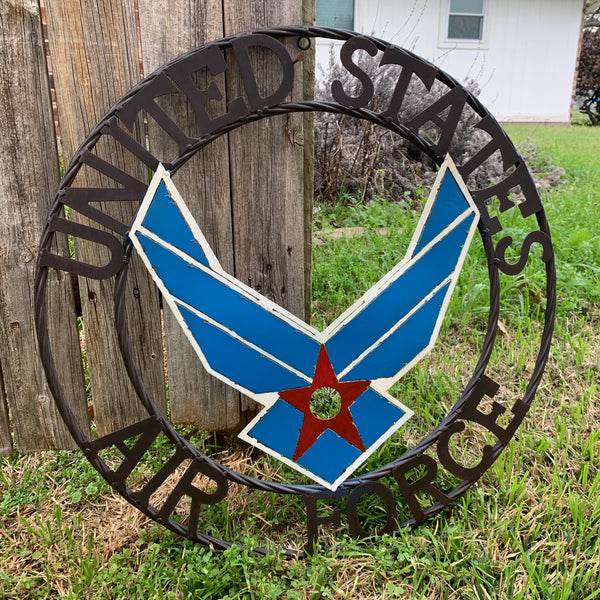 24" US AIR FORCE MILITARY CUSTOM VINTAGE METAL CRAFT WALL ART AIRFORCE WESTERN HOME DECOR HANDMADE