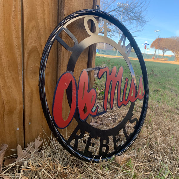 OLE MISS REBELS MISSISSIPPI METAL CUSTOM VINTAGE CRAFT TEAM SIGN HANDMADE