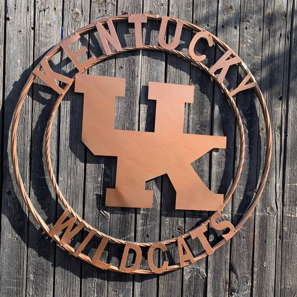 12", 18", 24", 32" KENTUCKY WILDCATS CUSTOM HAMMERED COPPER METAL VINTAGE CRAFT SIGN HANDMADE