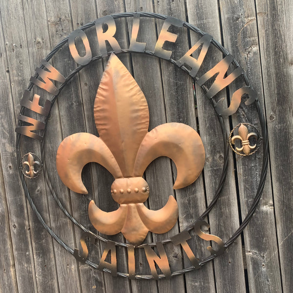 18", 24", 32" NEW ORLEANS SAINTS METAL SIGN WALL ART WESTERN HOME DECOR RUSTIC GOLD & BLACK ART NEW