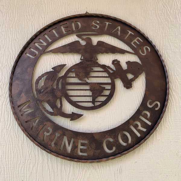 #EH10851 24" UNITED STATES MARINE CORPS MILITARY LASERCUT METAL WALL ART SIGN WESTERN HOME DECOR HANDMADE BRONZE