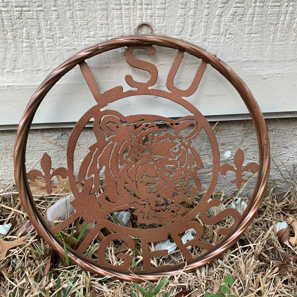 12" LSU TIGERS CUSTOM METAL VINTAGE CRAFT WESTERN HOME DECOR NEW