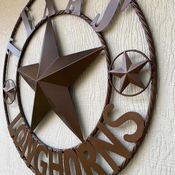 TEXAS LONGHORNS LONE STAR CUSTOM METAL VINTAGE CRAFT TEAM RUSTIC BRONZE 24",32",36",40",42",44",46",50"