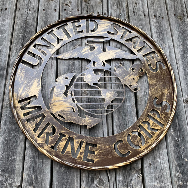 #EH10085 18",24",32" US MARINE CORPS MILITARY LASERCUT METAL PATRIOTIC WALL ART WESTERN HOME DECOR HANDMADE RUSTIC BRONZE COPPER