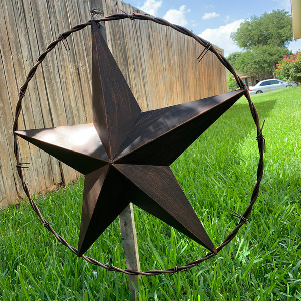 24" BARBWIRE TWISTED RING METAL WALL ART WESTERN HOME DECOR RUSTIC BRONZE COPPER #A10024