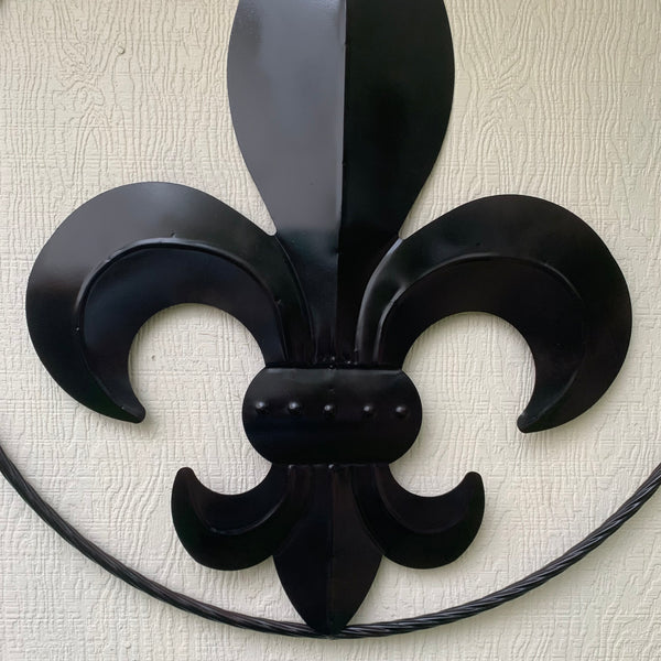 #EH10645 24", 36" GLOSS BLACK FLEUR DE LIS METAL WALL ART SIGN WESTERN HOME DECOR HANDMADE NEW