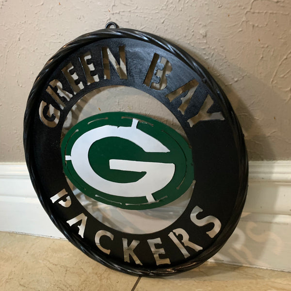 GREEN BAY WIDE BAND DISC METAL CUSTOM VINTAGE CRAFT TEAM SPORTS SIGN HANDMADE