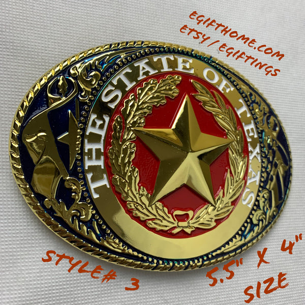 6" X 4" LONESTAR STATE GOLD STAR BELT BUCKLE EXTRA LARGE WESTERN METAL BUCKLE FASHION ART NEW #EH12225