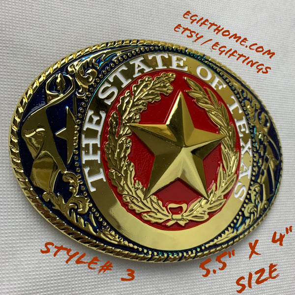 ITEM# LG  5.5" X 4" LONESTAR STATE GOLD BELT BUCKLE EXTRA LARGE WESTERN FASHION ART Item#3291-15-S RED_WS BRAND NEW