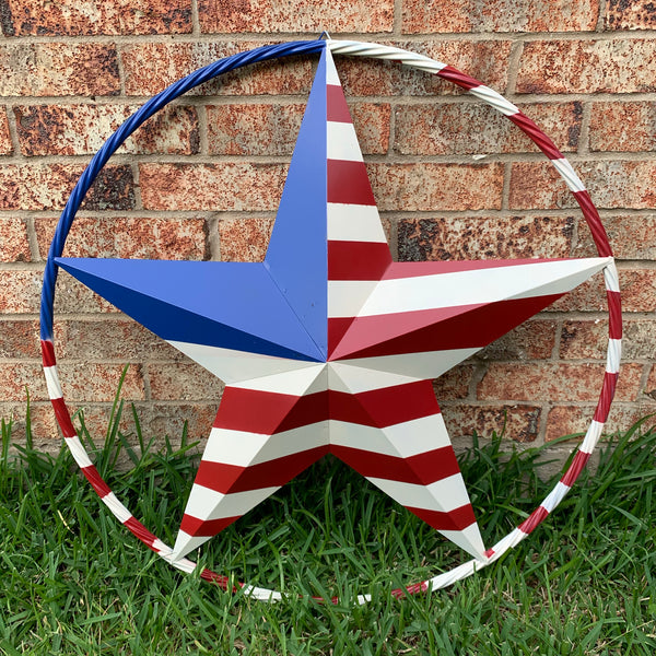 USA METAL STAR PLAIN WITHOUT SMALL STARS WITH RED WHT BLU RING Western Handmade 12",16",24",32"36",38",40",48"