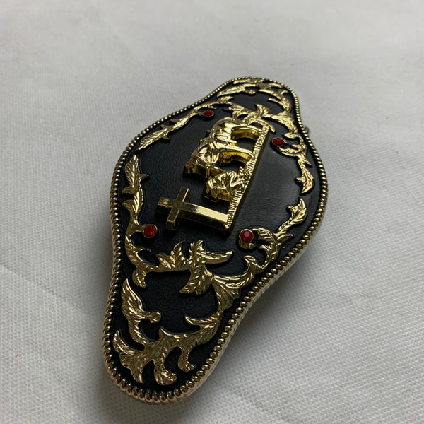 6.5" X 3.5" COWBOY PRAYER CHURCH RHINESTONE BELT BUCKLE BLACK & GOLD WESTERN BUCKLE FASHION ART NEW #EH12272
