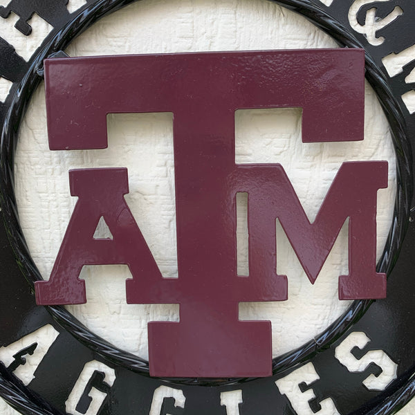 12",18",24",32" TEXAS A&M AGGIES WIDE BAND RING CUSTOM METAL VINTAGE CRAFT TEAM SIGN HANDMADE