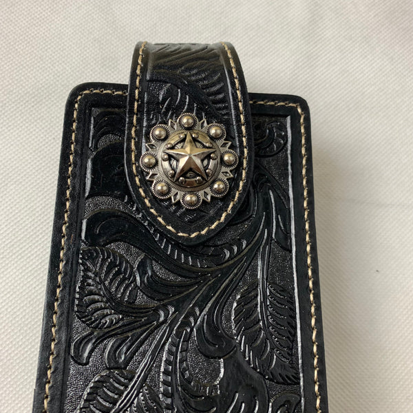 #WS341F 7" LONE STAR BLACK LEATHER POUCH EXTRA LARGE  BELT LOOP HOLSTER CELL PHONE CASE UNIVERSAL OVERSIZE--FREE SHIPPING