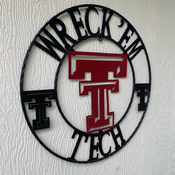 12", 18", 24", 32" WRECKEM TEXAS TECH METAL CUSTOM VINTAGE CRAFT TEAM SIGN HANDMADE