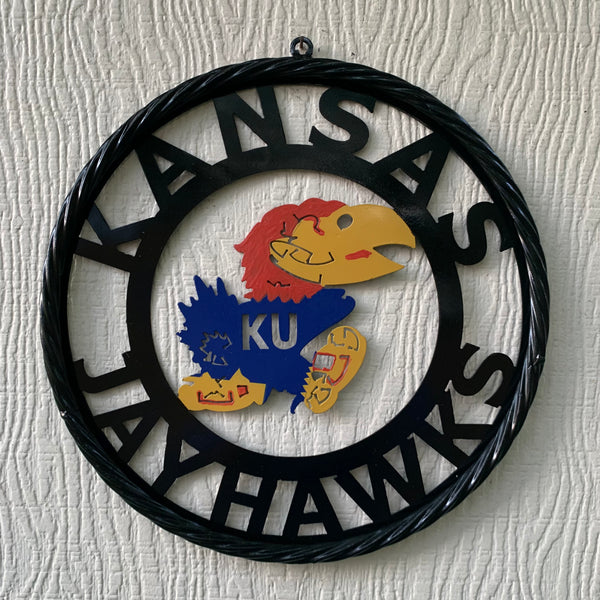 KANSAS JAYHAWKS METAL CUSTOM VINTAGE CRAFT WALL ART TEAM SIGN HANDMADE