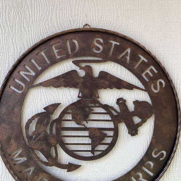 #EH10851 24" UNITED STATES MARINE CORPS MILITARY LASERCUT METAL WALL ART SIGN WESTERN HOME DECOR HANDMADE BRONZE