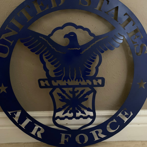 24" US AIR FORCE LASERCUT BLUE MILITARY METAL WALL ART AIRFORCE WESTERN HOME DECOR NEW