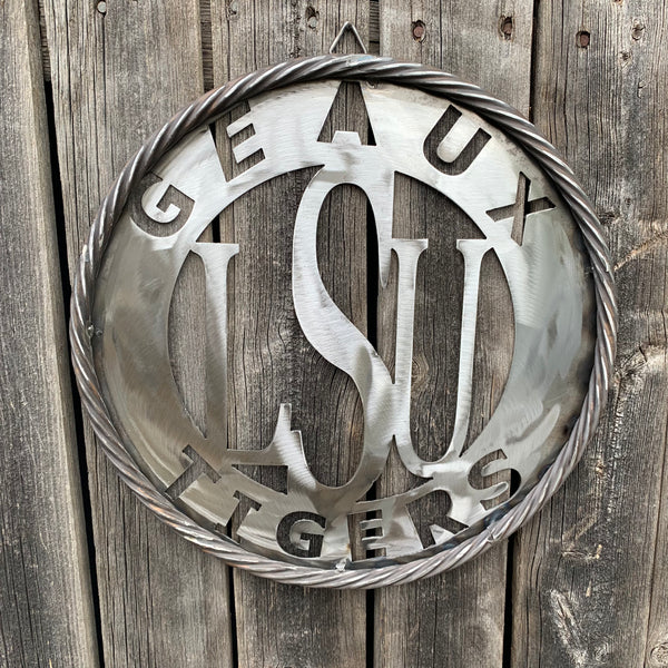 12",18",24",32" LSU GEAUX TIGERS CUSTOM METAL VINTAGE CRAFT TEAM SIGN WESTERN HOME DECOR HANDMADE