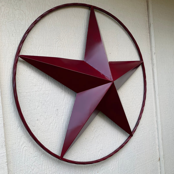 CRANBERRY BURGUNDY STAR RED STAR BARN METAL LONESTAR TWISTED ROPE RING WALL ART WESTERN HOME DECOR BRAND NEW