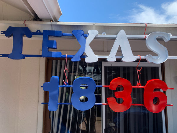 48", 60", 72" RED WHITE BLUE TX FLAG BARN META STAR WITH TEXAS 1836 SIGN WESTERN HOME DECOR METAL ART VINTAGE RUSTIC RED WHITE & BLUE ART